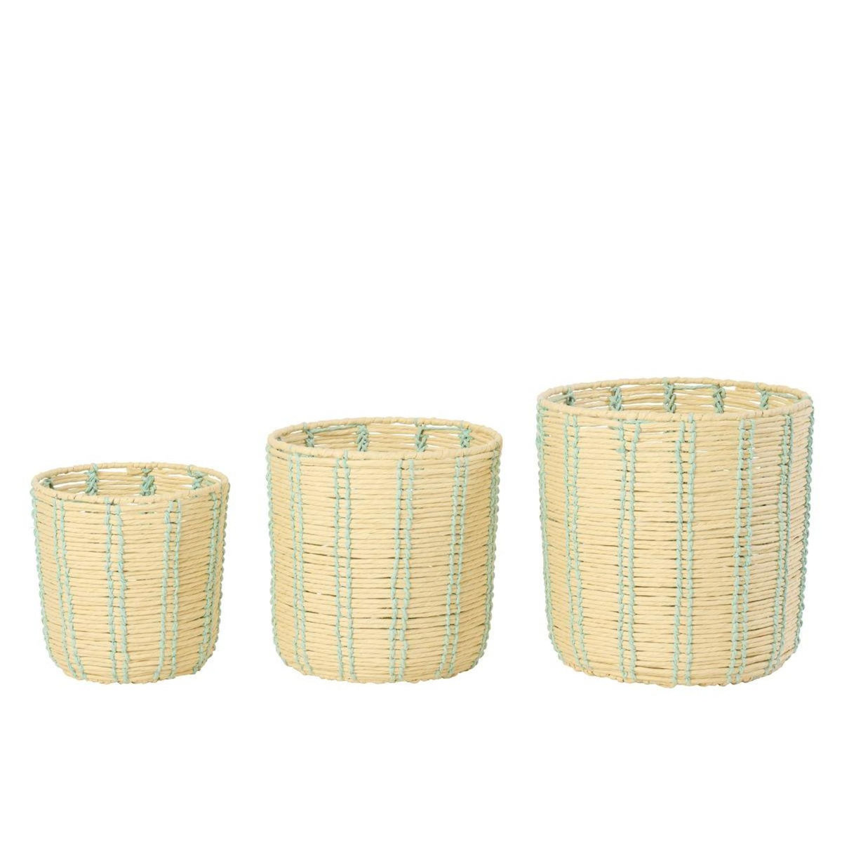 Paris Prix Lot de 3 Paniers de Rangement  Trenton  35cm Naturel & Bleu