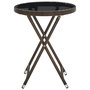Voir la diapositive 3 : VIDAXL Table a the Marron 60 cm Resine tressee et verre trempe