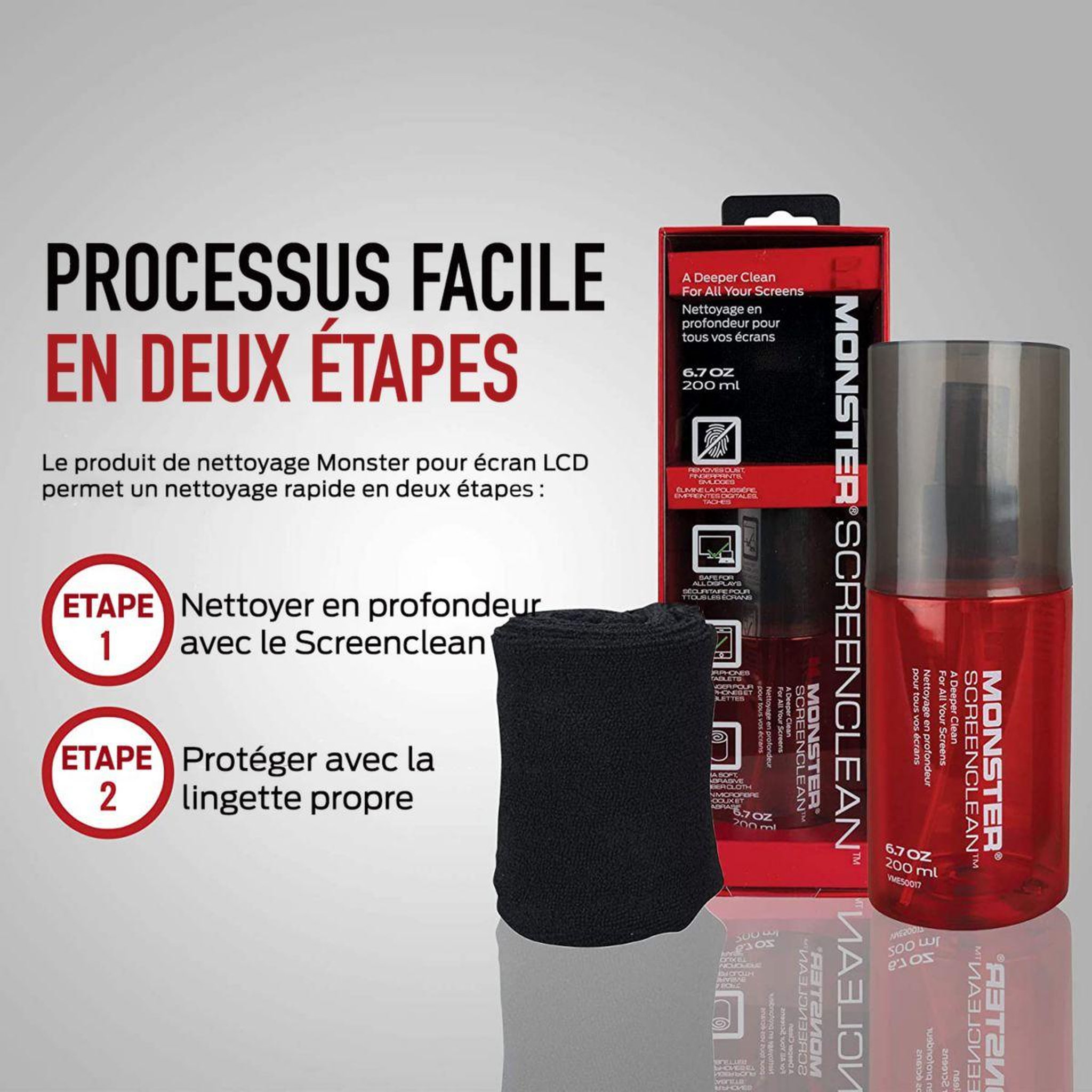Voir la diapositive 2 : Monster Cable Kit de nettoyage écran 200ml
