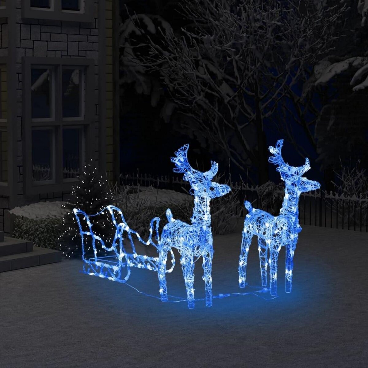 VIDAXL Decoration de Noël Rennes et traîneau 160 LED 130 cm Acrylique