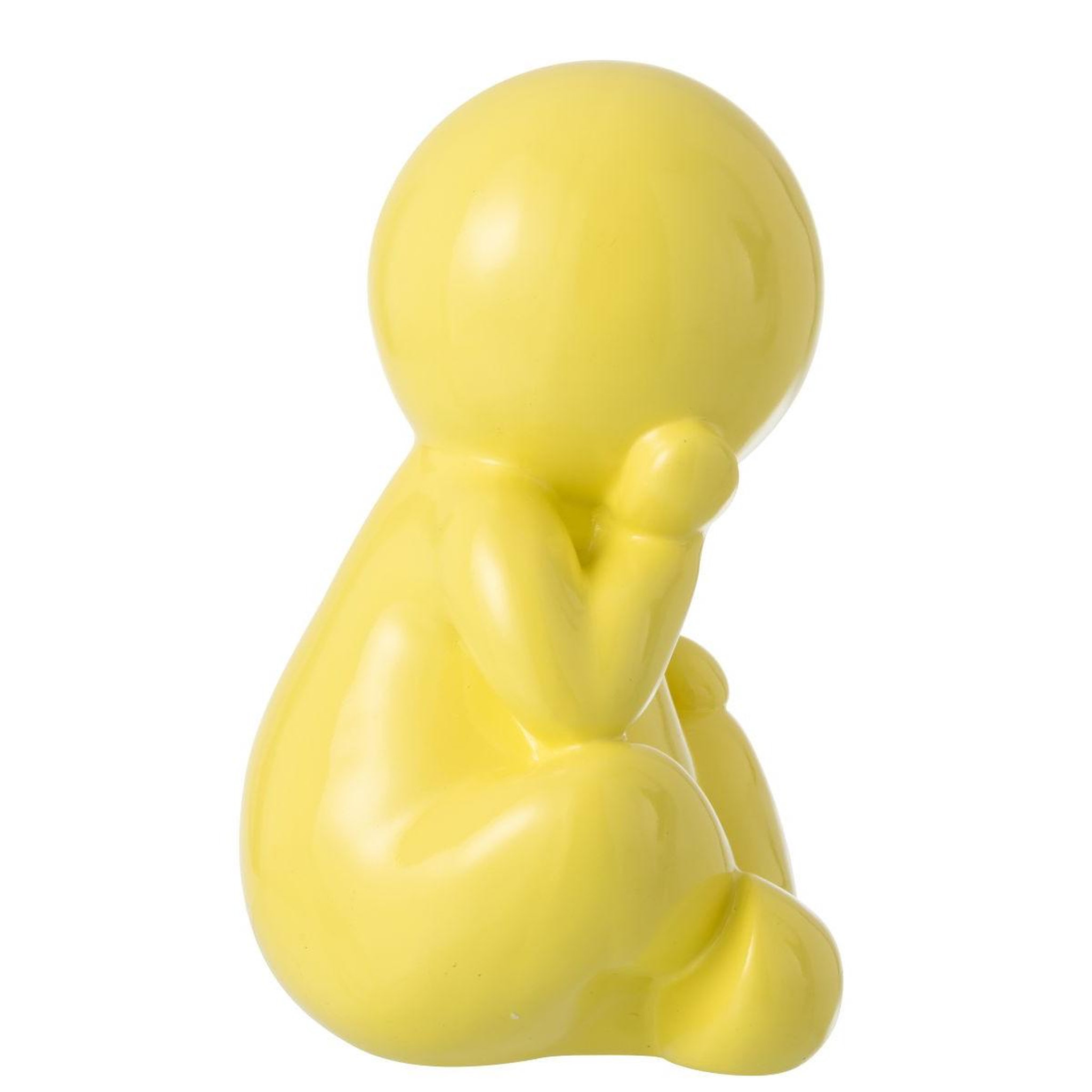 Voir la diapositive 2 : J-LINE Statuette déco unie  marcel  35cm jaune