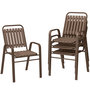 Voir la diapositive 5 : OUTSUNNY Lot de 4 chaises de jardin empilables design néo-rétro avec hauts dossiers accoudoirs acier époxy PP marron