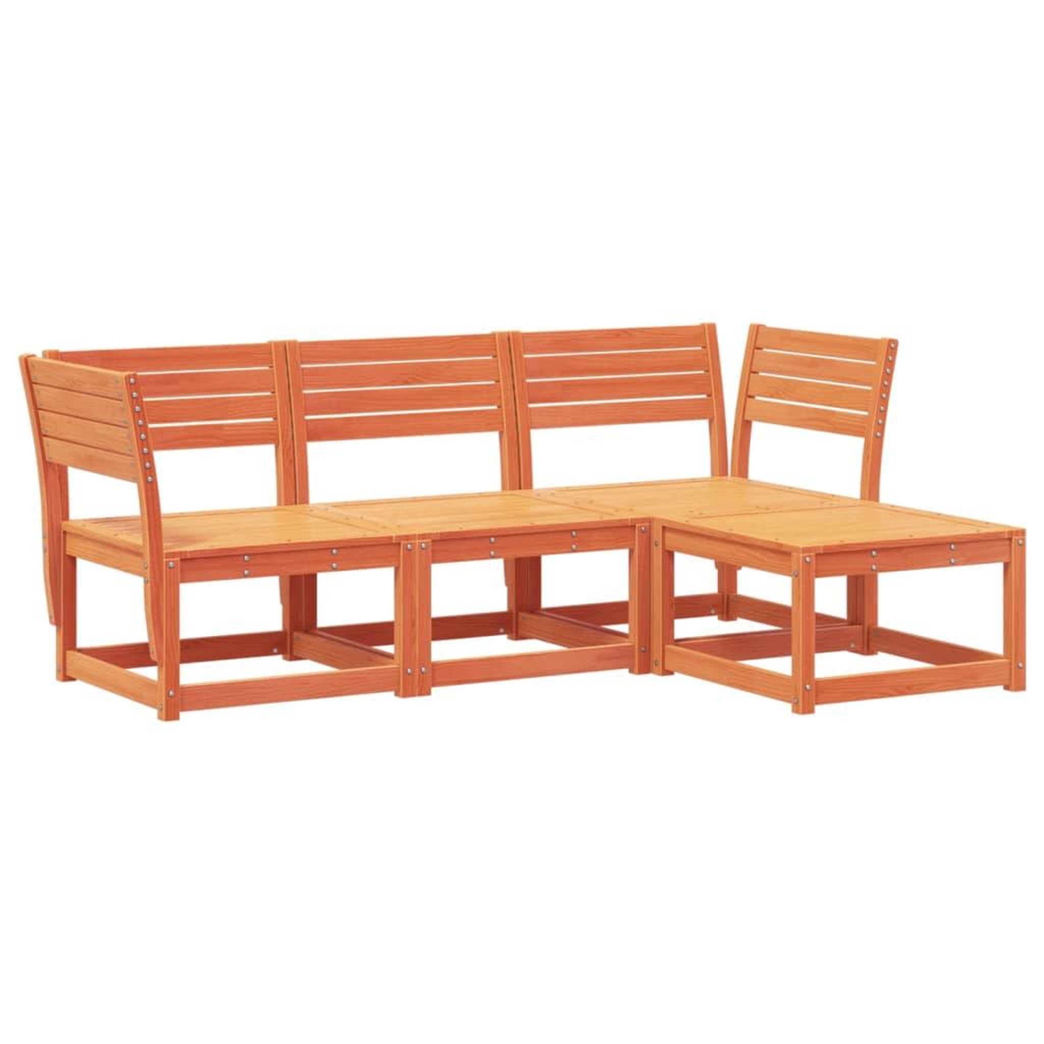 Voir la diapositive 2 : VIDAXL Salon de jardin 4 pcs cire marron bois de pin massif