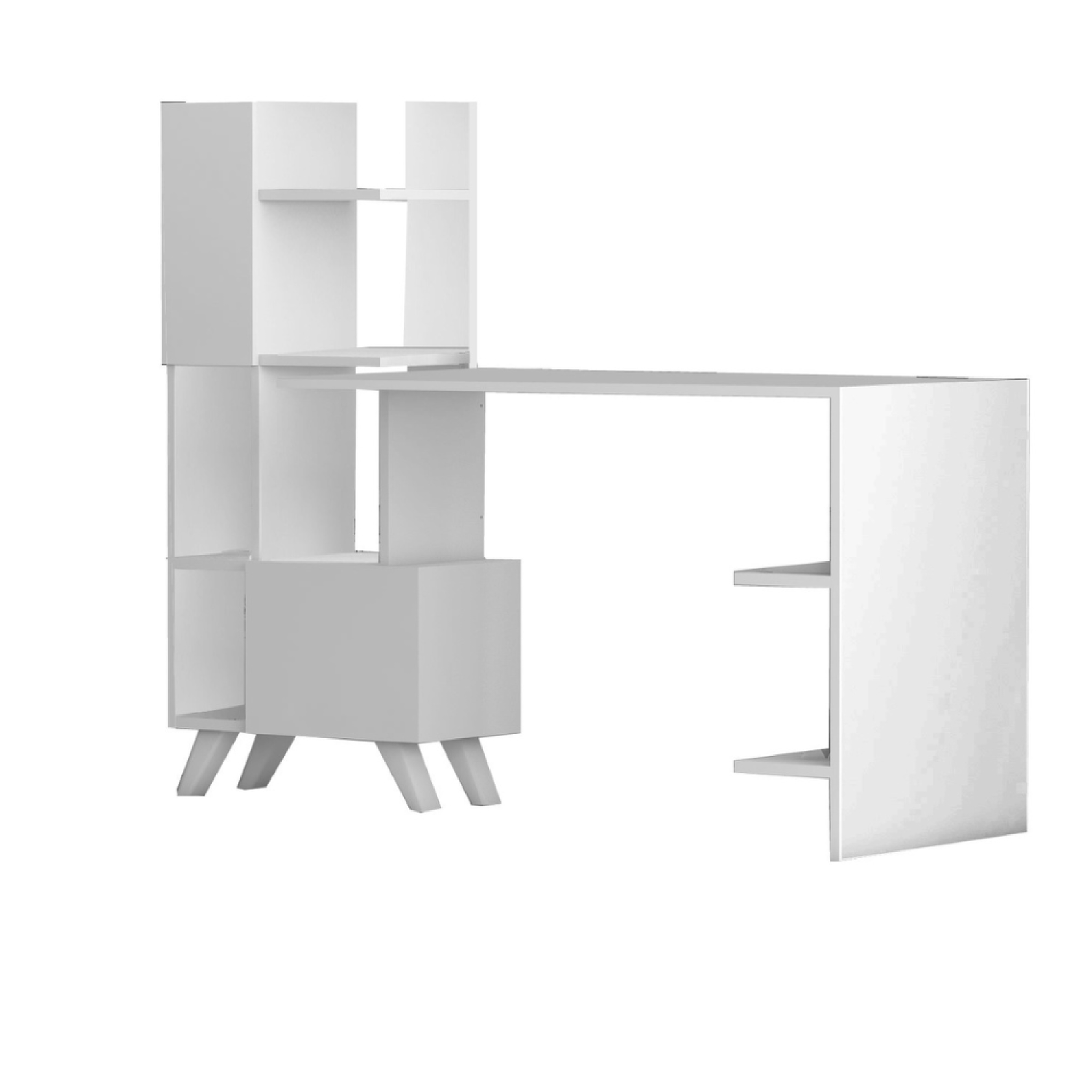 Voir la diapositive 6 : CONCEPT USINE Bureau contemporain 9 rangements - blanc kuhmo