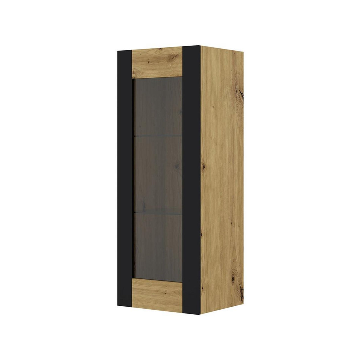 BEST MOBILIER Pedro - vitrine suspendue - effet bois et noir - 125 cm