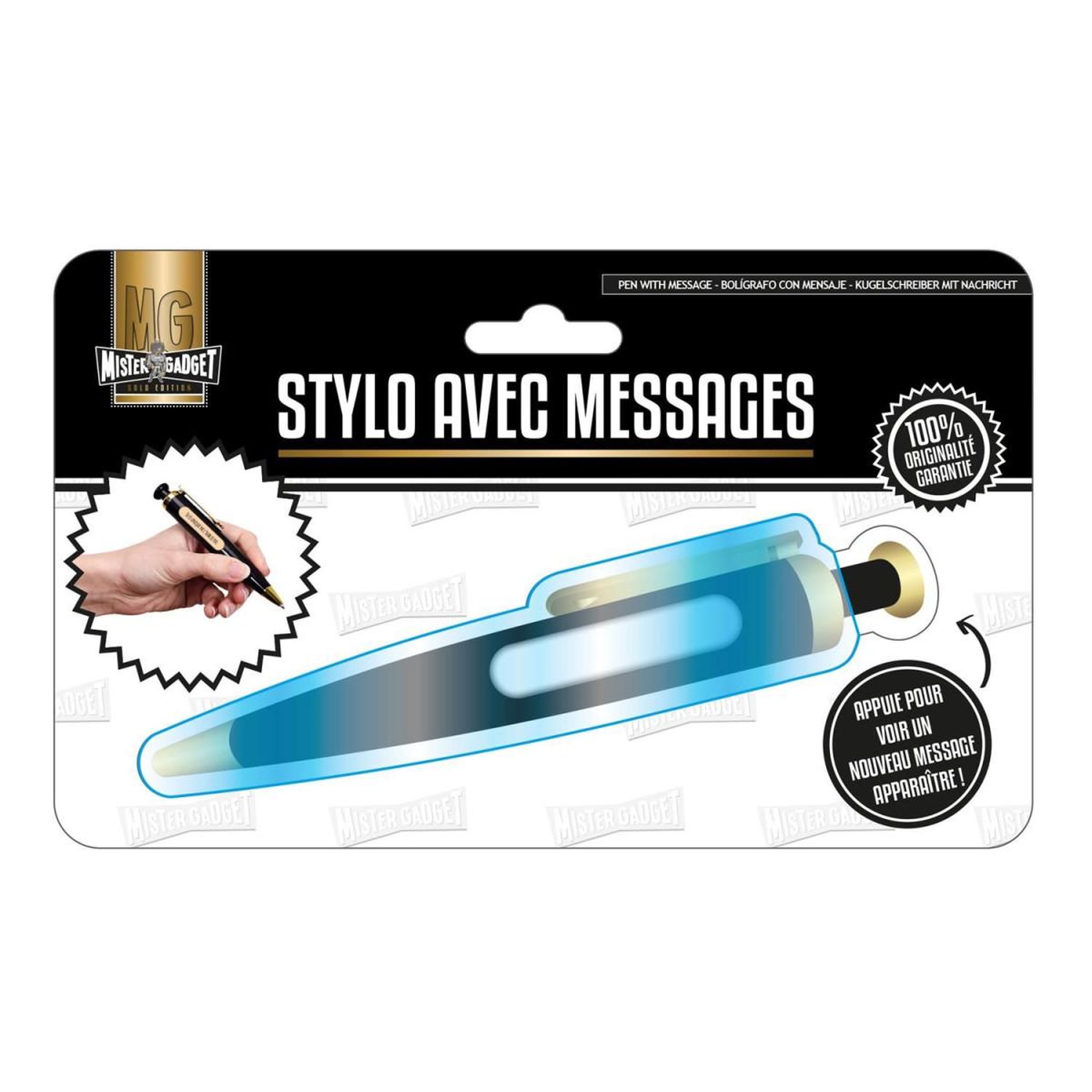 Voir la diapositive 3 : MISTER GADGET Stylo avec message  positif  15cm bleu