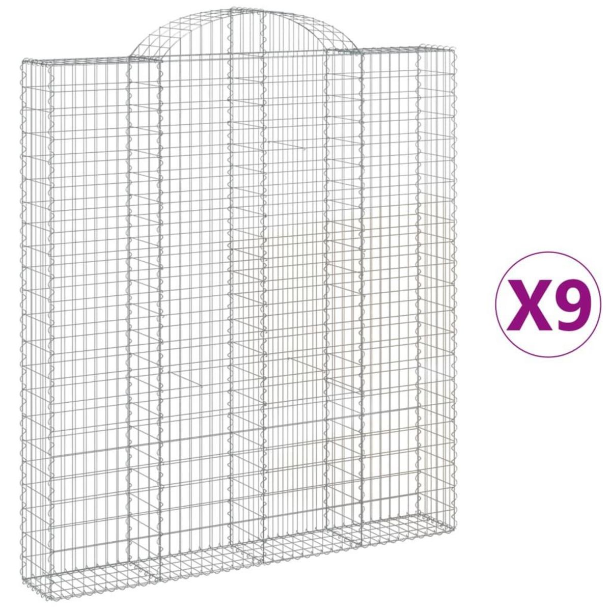 VIDAXL Paniers a gabions arques 9 pcs 200x30x220/240 cm fer galvanise