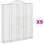 Voir la diapositive 2 : VIDAXL Paniers a gabions arques 9 pcs 200x30x220/240 cm fer galvanise