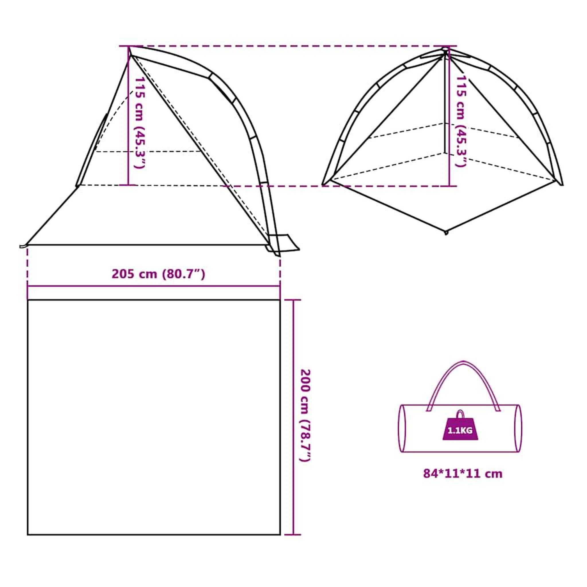 Voir la diapositive 6 : VIDAXL Tente de plage bleu azure liberation rapide impermeable