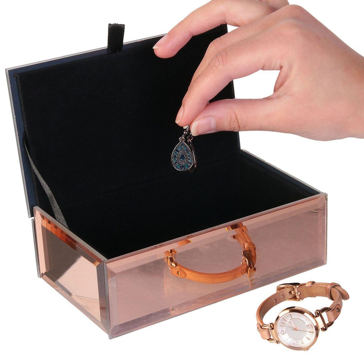 The Home Deco Factory Boîte à bijoux design Chic - Rose cuivré