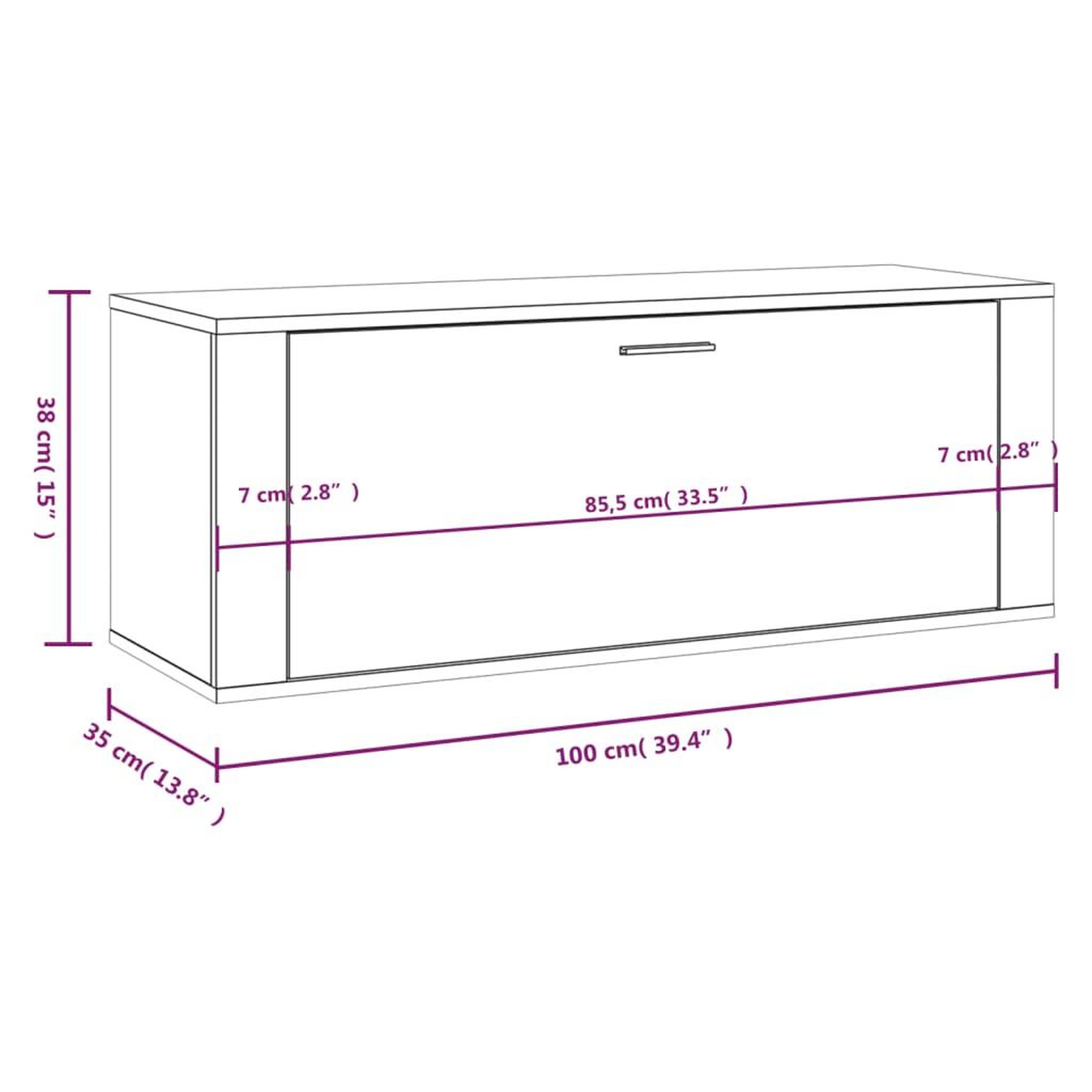 Voir la diapositive 6 : VIDAXL Armoire a chaussures murale Chene sonoma 100x35x38 cm