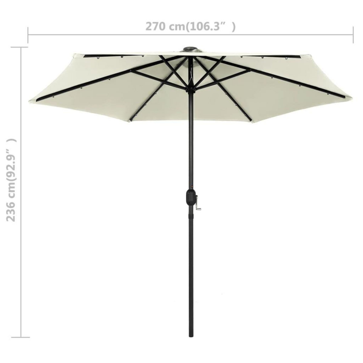 VIDAXL Parasol de jardin et lumieres LED mat en aluminium blanc sable