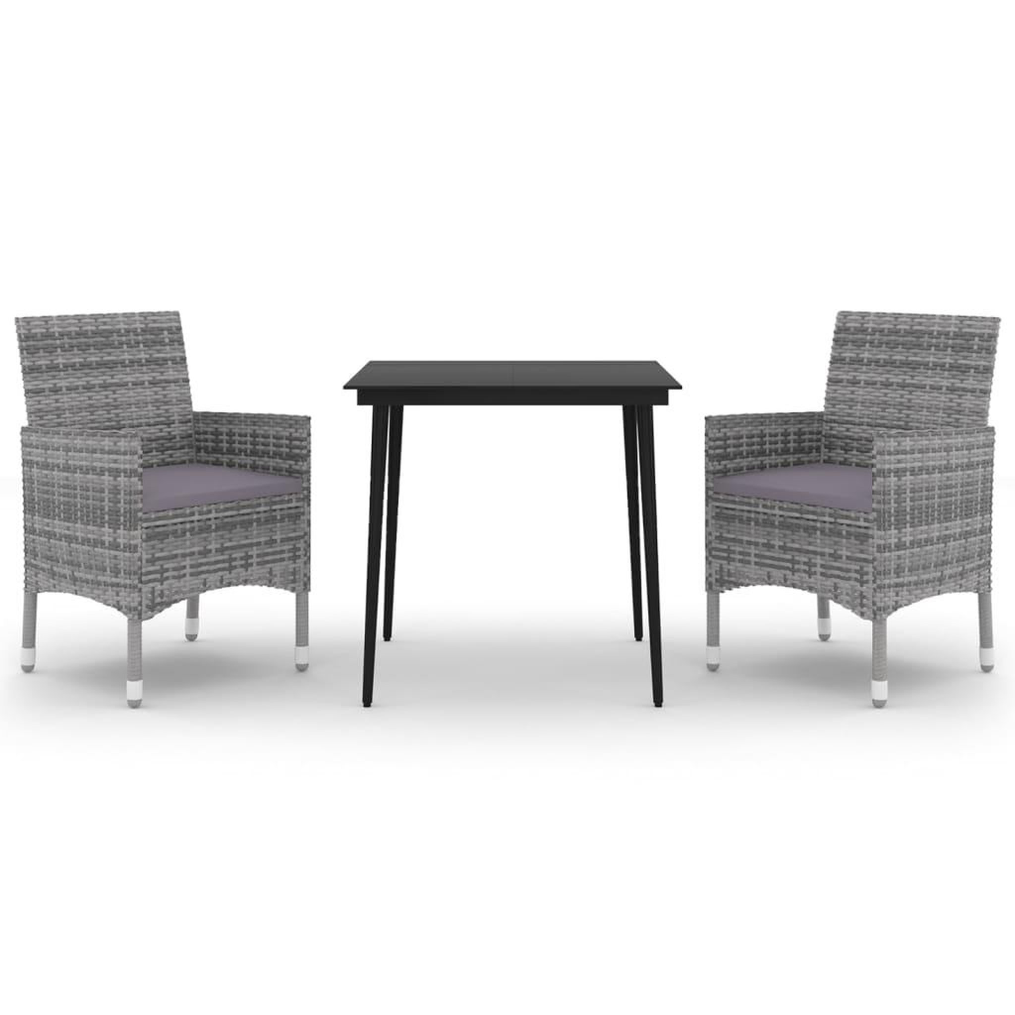 Voir la diapositive 2 : VIDAXL Ensemble a manger de jardin coussins 3 pcs Resine tressee Verre