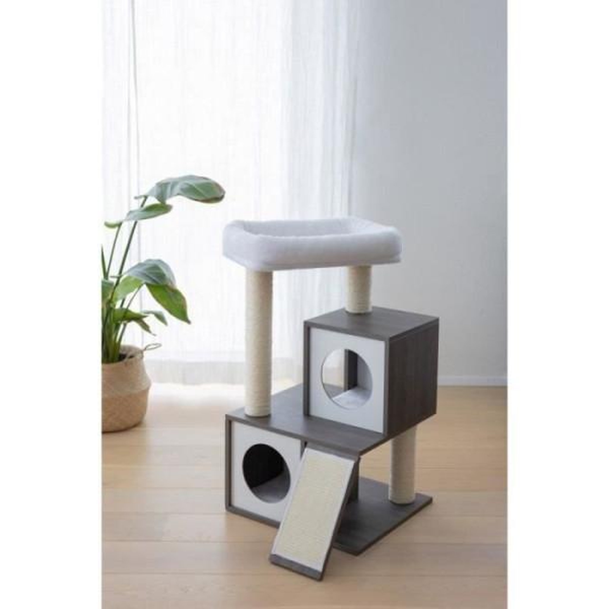 Voir la diapositive 6 : KERBL KERBL - Arbre a chat FLAIR - 48x44x86cm - Blanc/gris - Sisal