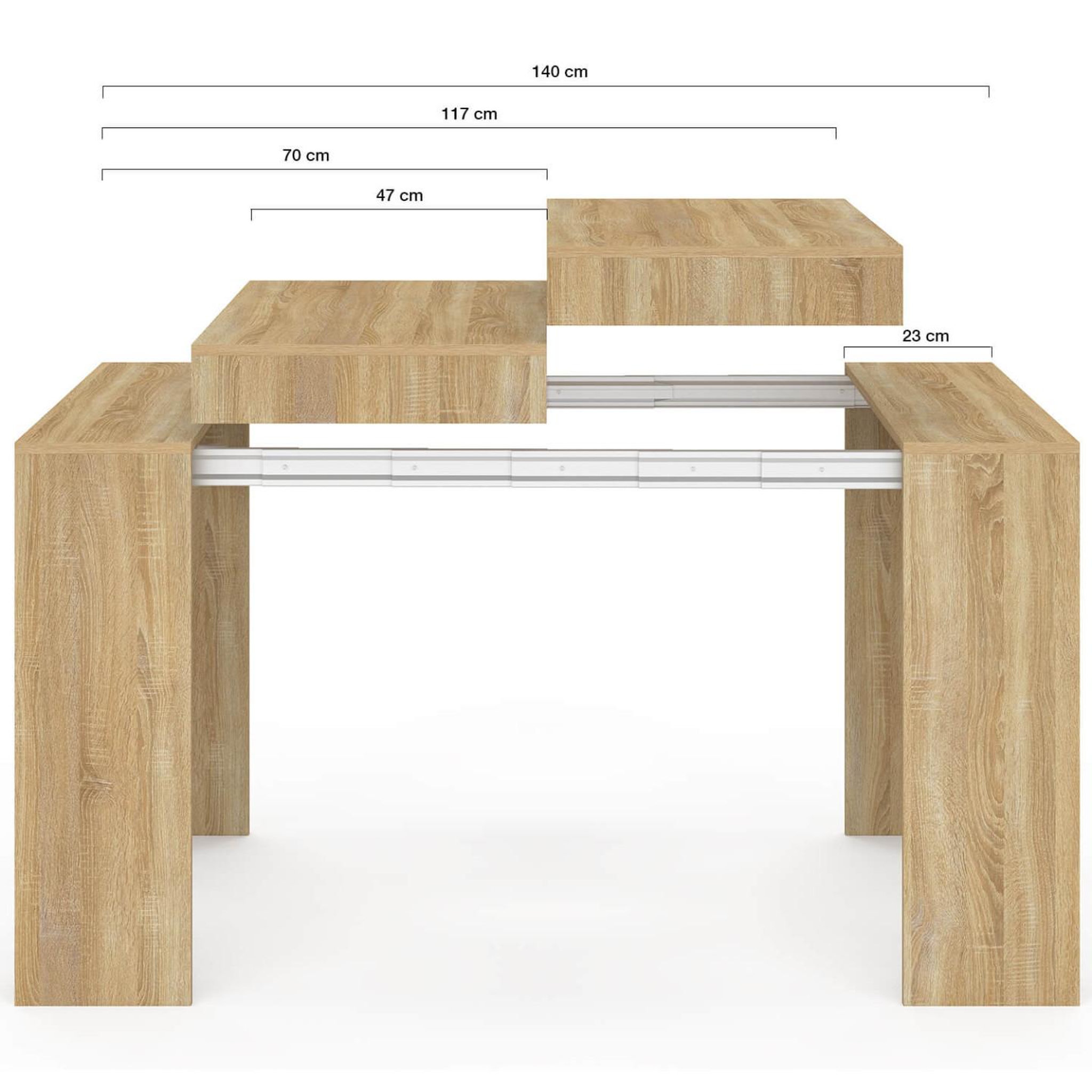 Voir la diapositive 5 : ID MARKET Table console extensible orlando 6 personnes 140 cm bois façon hêtre