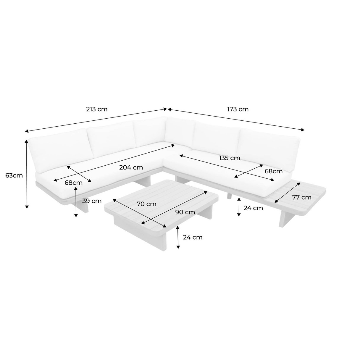 SWEEEK Salon de jardin d'angle bois d'acacia 5 places beige - Zenzu