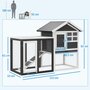 Voir la diapositive 3 : PAWHUT Clapier cage à lapins multi-équipé : niche supérieure avec rampe, plateau excrément, fenêtre + enclos  extérieur sécurisé 2 portes 122L x 63l x 92H cm gris