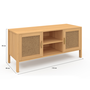 Voir la diapositive 5 : ID MARKET Meuble TV 110 cm EDHEN 2 portes bois et cannage