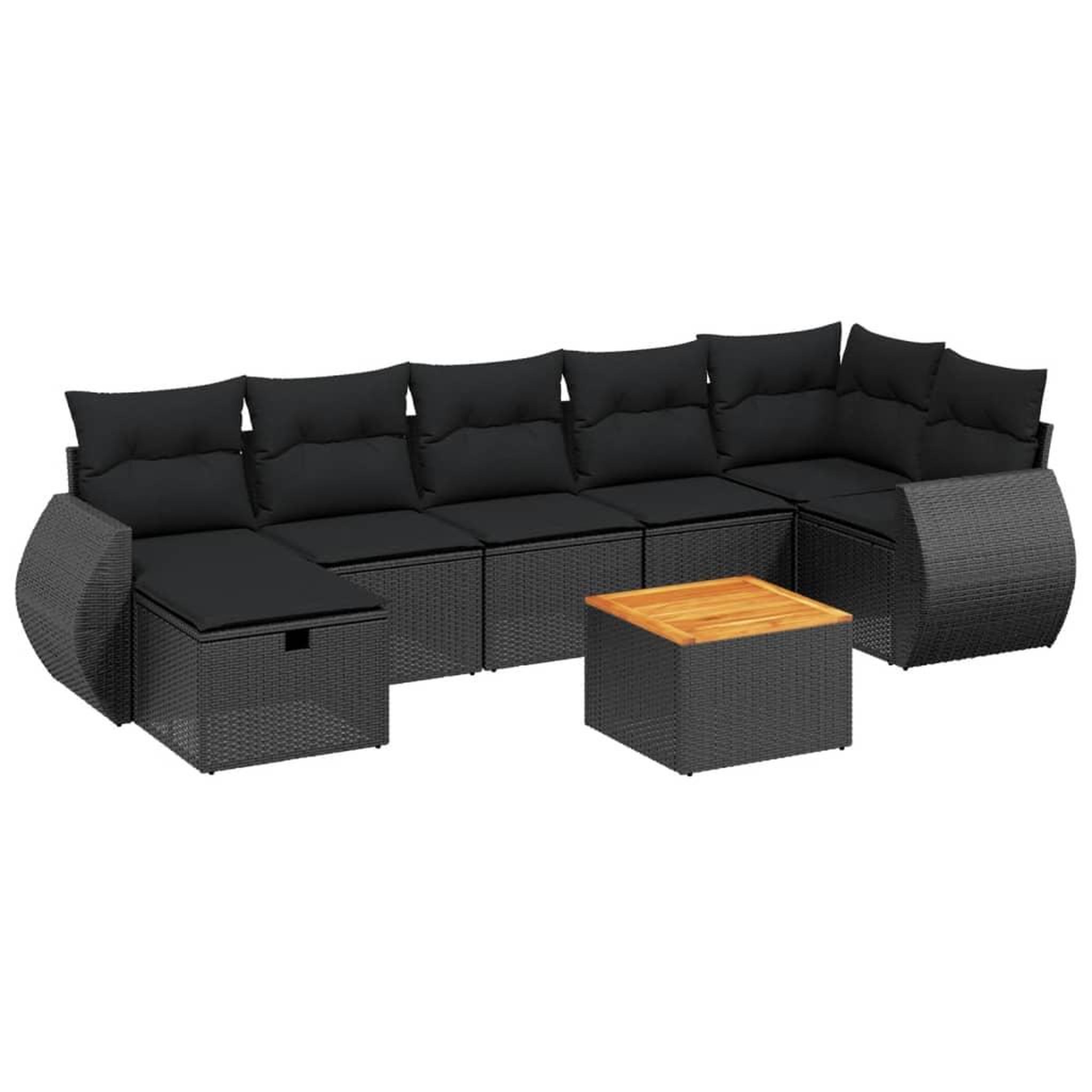 Voir la diapositive 2 : VIDAXL Salon de jardin 8 pcs avec coussins noir resine tressee