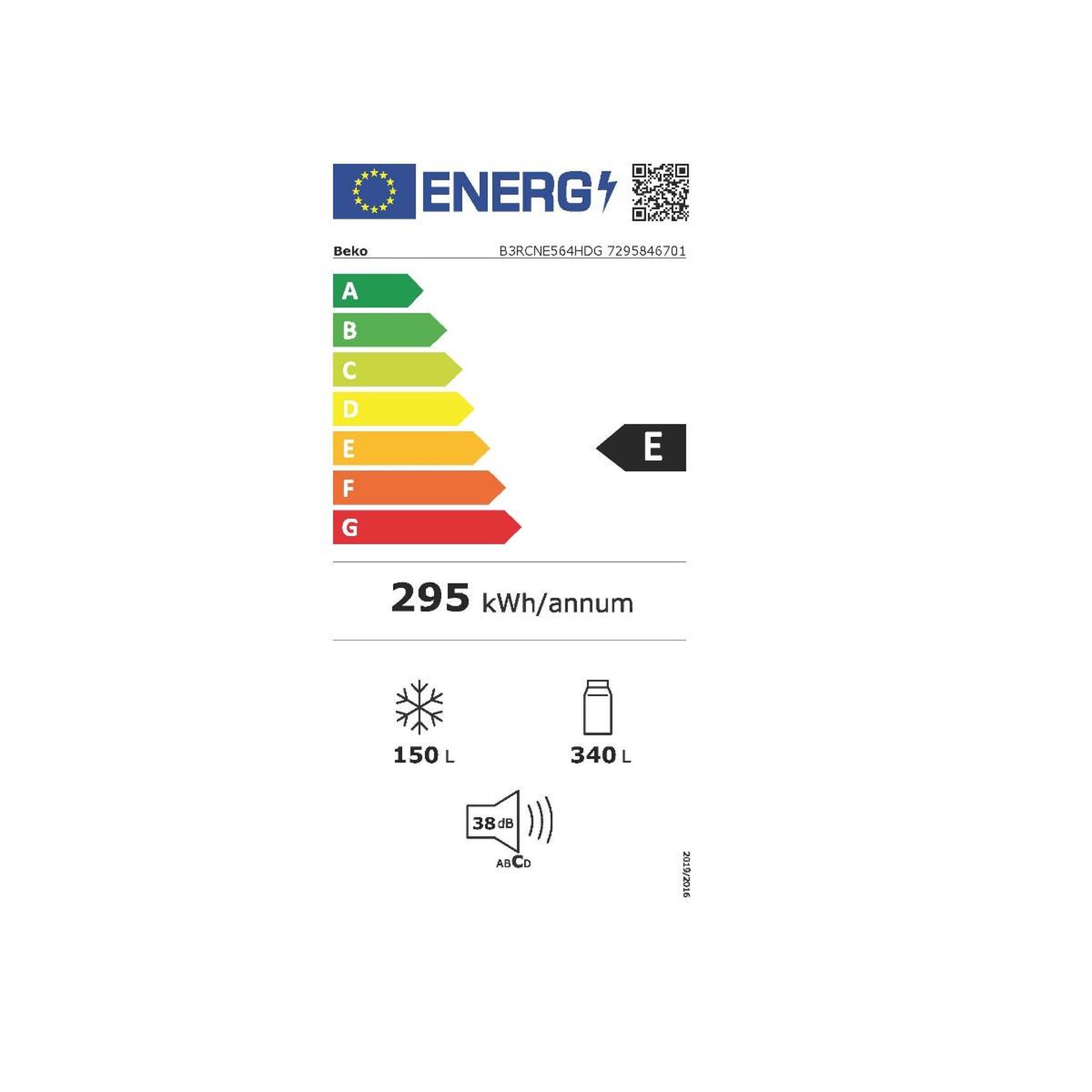 Voir la diapositive 2 : Beko Réfrigérateur combiné 70cm 490l intégrale - B3RCNE564HDG