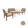 Voir la diapositive 1 : SWEEEK Salon de jardin en bois et cannage canapé 2 places, 2 fauteuils, 1 table basse - Bohémia 117x64x74 cm