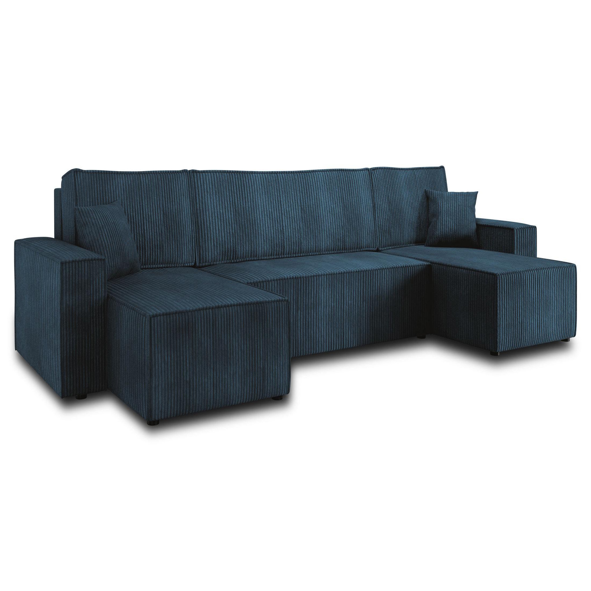 Voir la diapositive 1 : BEST MOBILIER Cezanne - canapé panoramique en u - 7 places - convertible avec coffre - en velours côtelé