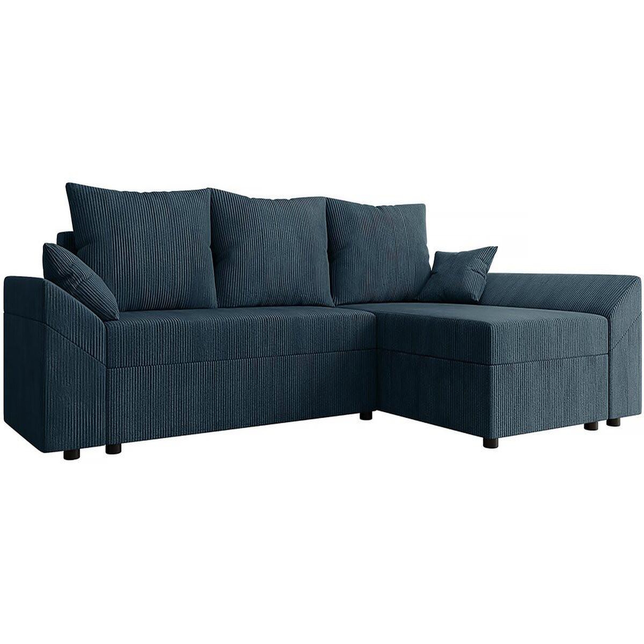 Habitat et Jardin Canapé d'angle convertible avec coffre  vaugirard  en velours côtelé - 3 places - bleu