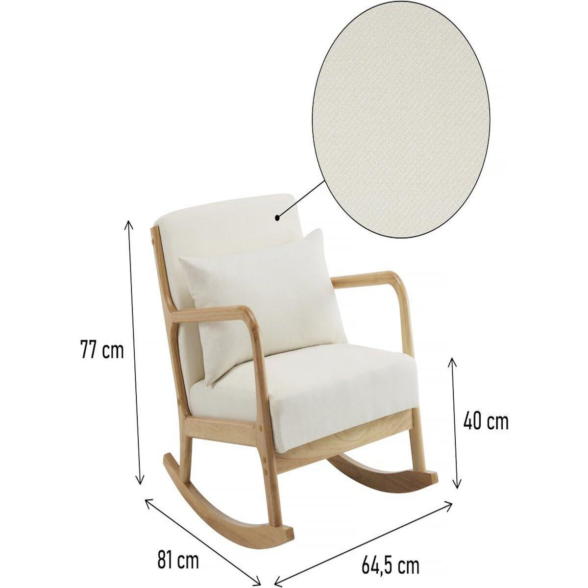 Habitat et Jardin Fauteuil à bascule style scandinave bouclette et bois   Clinton   - Beige