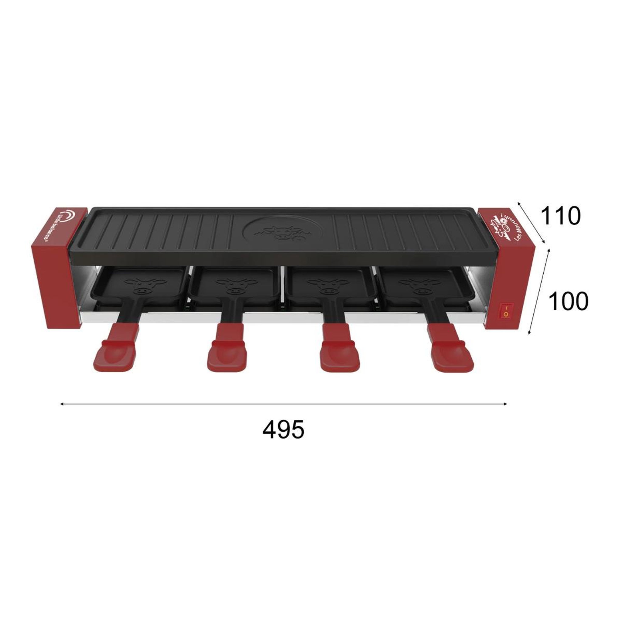 Voir la diapositive 3 : LITTLE BALANCE Appareil à raclette+grill 4 personnes 800w - 8945