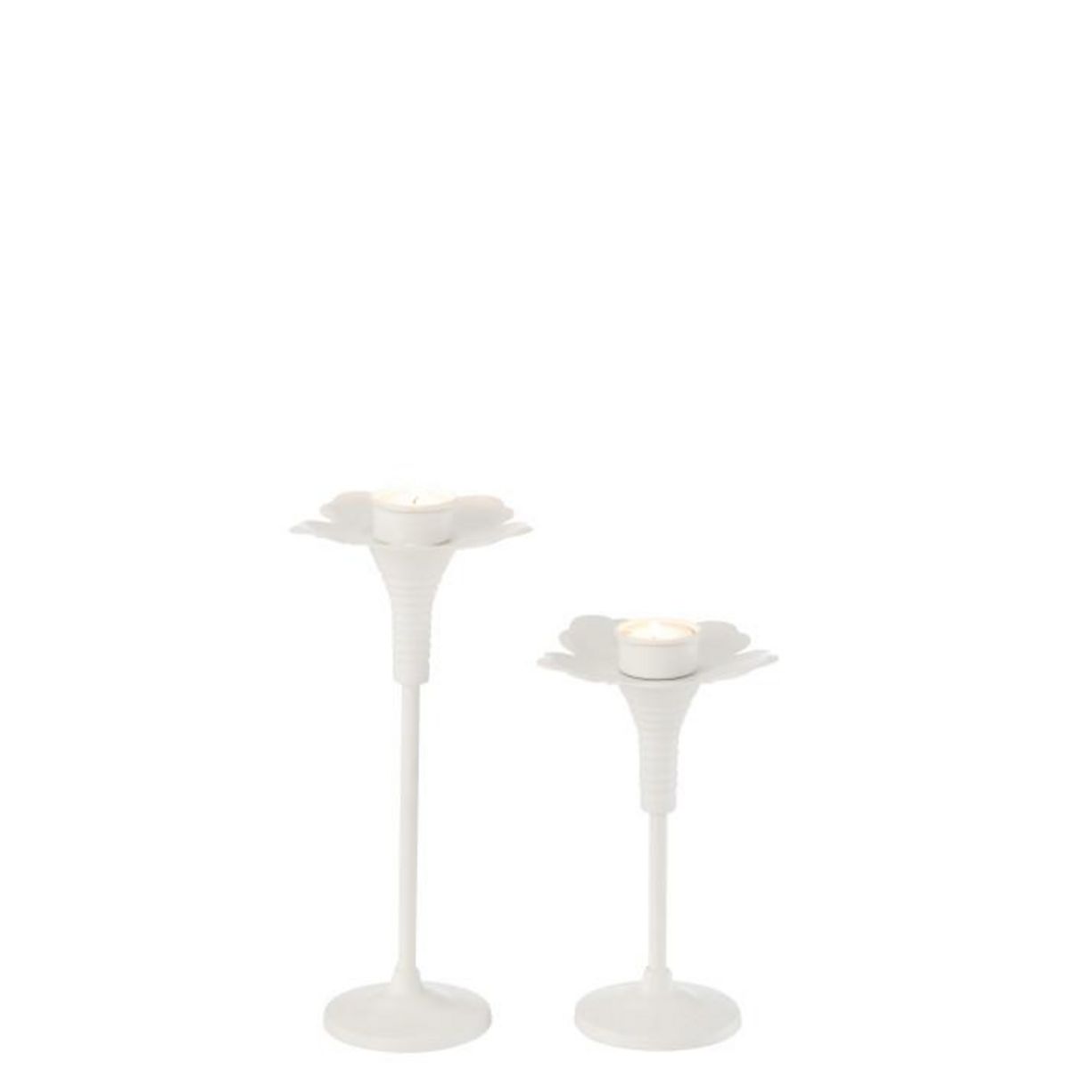 Paris Prix Lot de 2 Bougeoirs Fleurs en Métal  Oldies  29cm Blanc