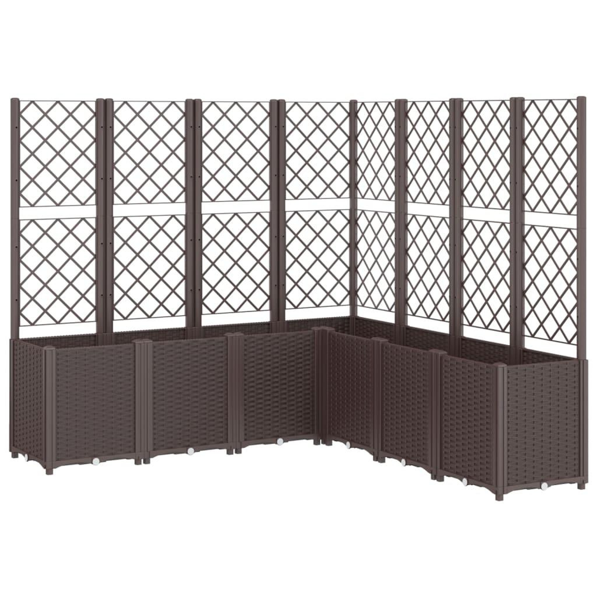 Voir la diapositive 2 : VIDAXL Jardiniere avec treillis marron 160x160x140 cm PP