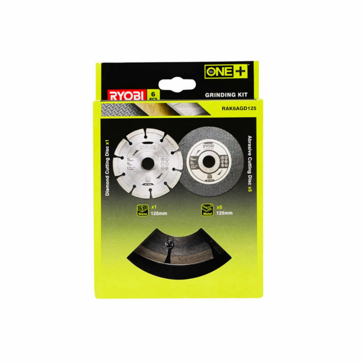 Ryobi Kit 6 disques pour meuleuse RYOBI diamètre 125mm RAK6AGD125