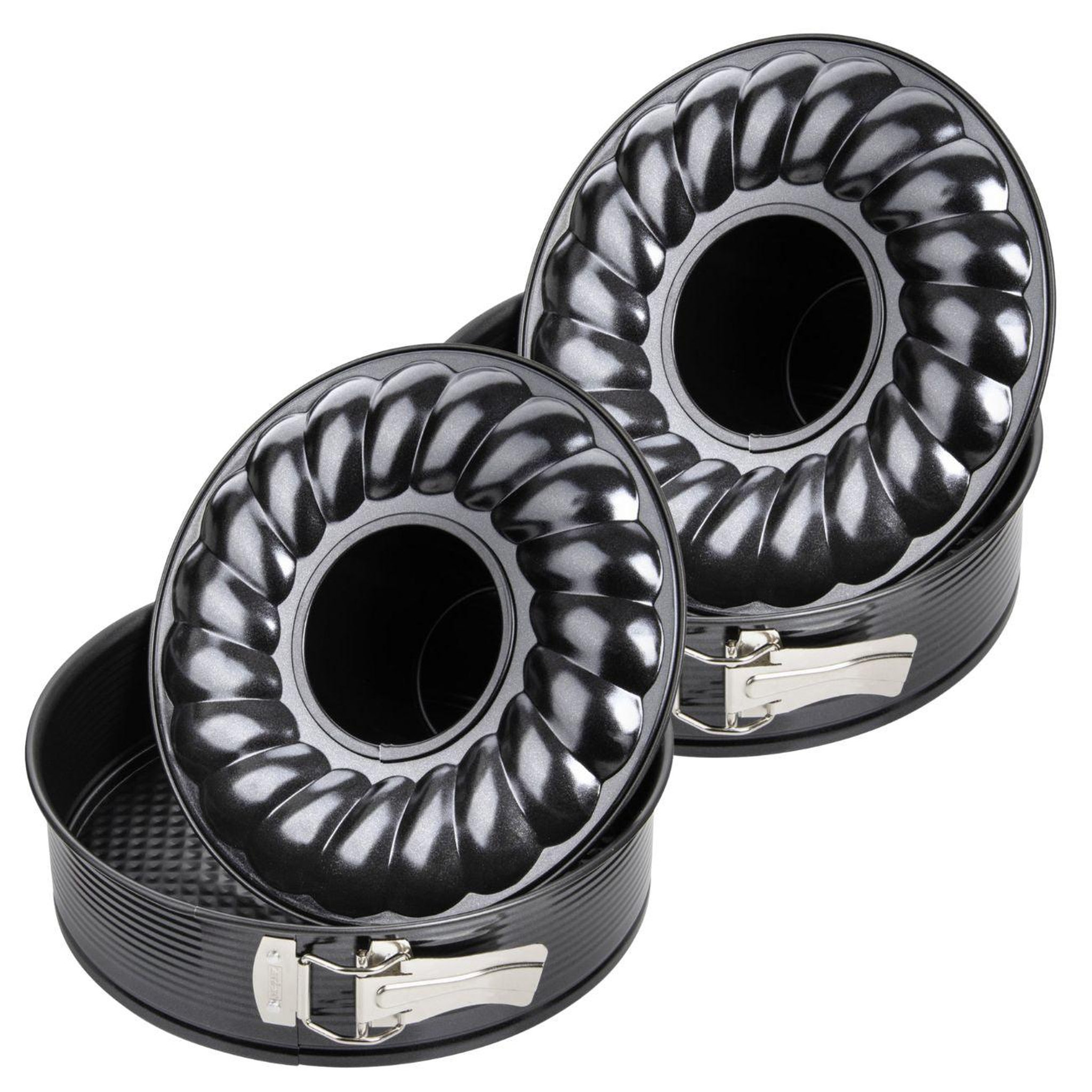 ZENKER Lot de 2 moules à gâteaux 26/26 cm en acier black metallic black mettallic zenker  black mettallic