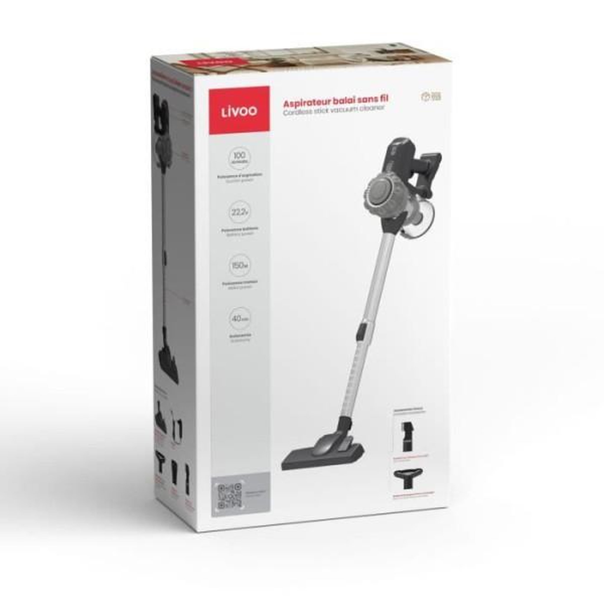Voir la diapositive 6 : LIVOO Aspirateur balai rehargeable 22.2v - doh141