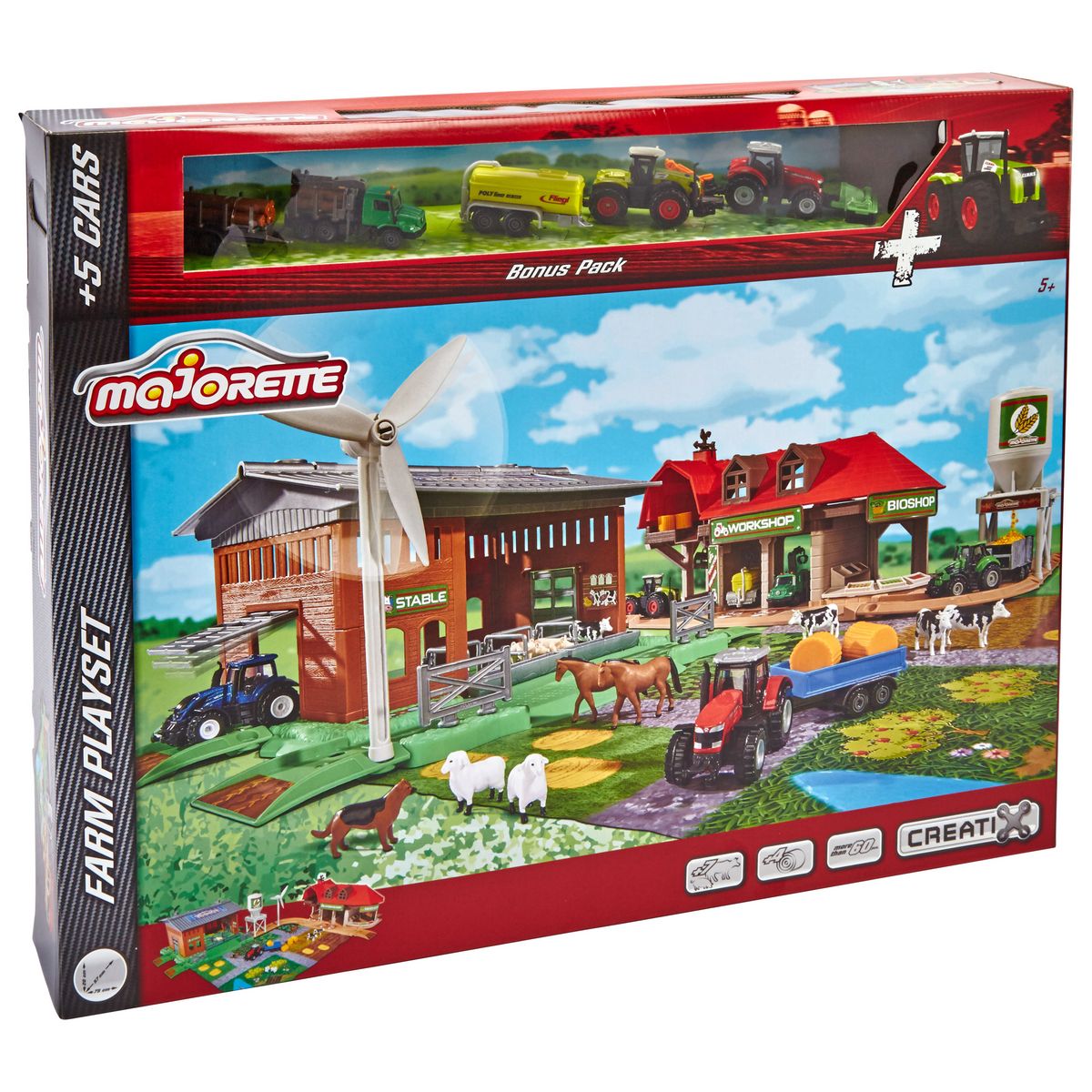 MAJORETTE Creatix Playset - Grande ferme + 5 véhicules