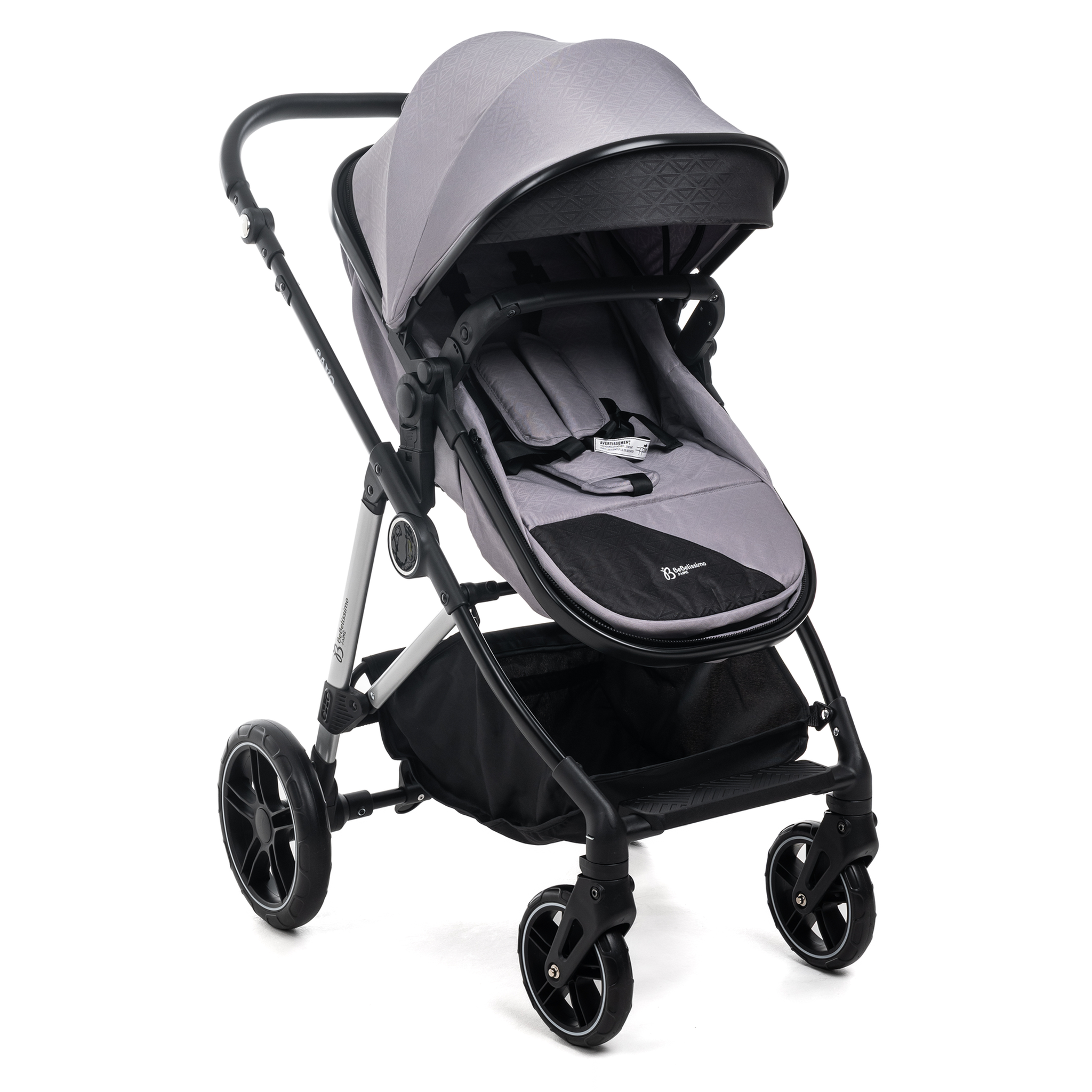 Voir la diapositive 4 : BEBELISSIMO Poussette combinée trio 3 en 1 - siège auto 0+ CAVO – nacelle – dès la naissance – jusqu'à 22kg - gris