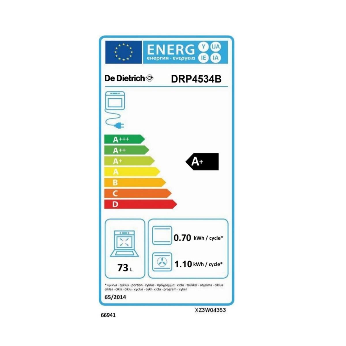 De Dietrich Four intégrable multifonction 73l 60cm pyrolyse noir - DRP4534B