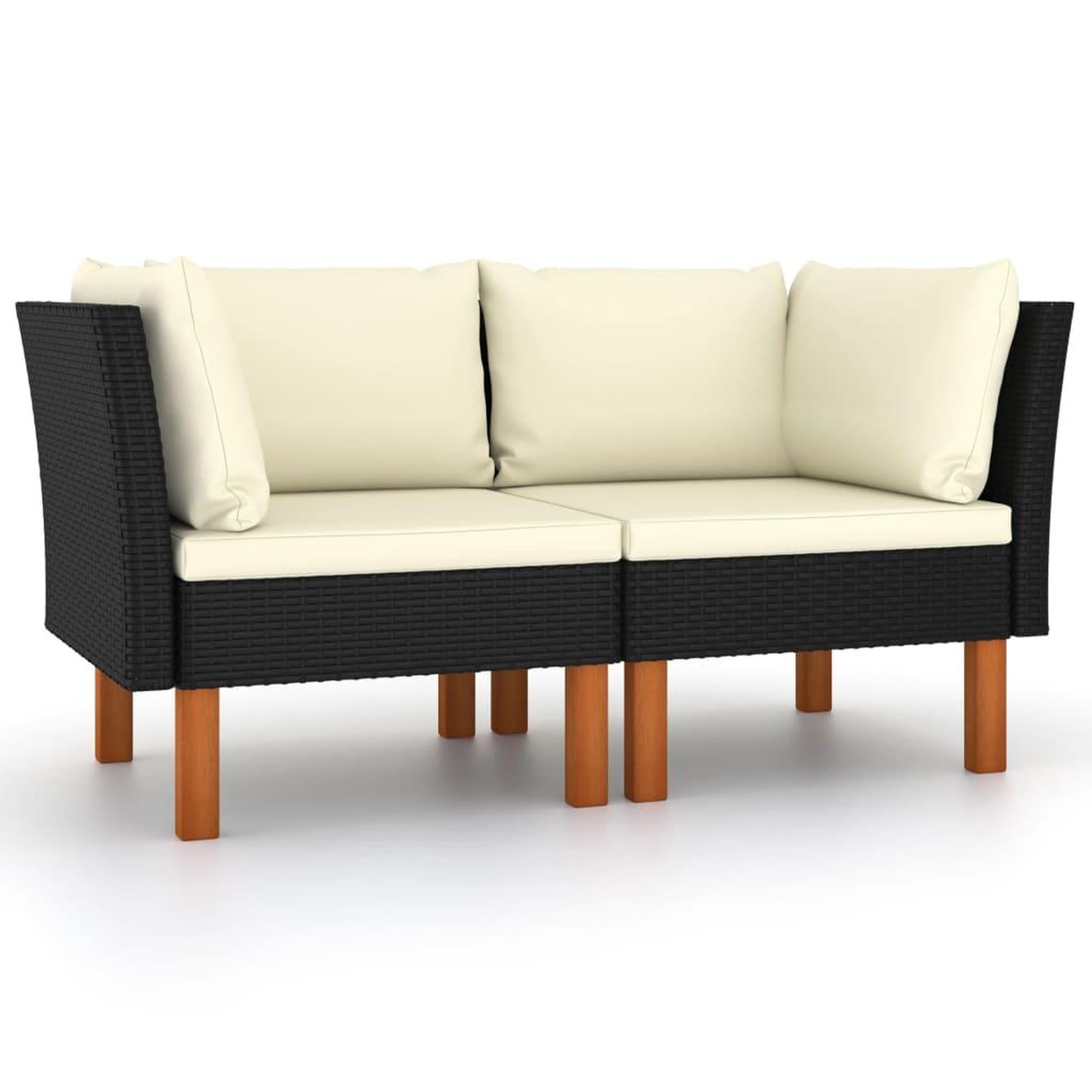 Voir la diapositive 1 : VIDAXL Canapes d'angle 2pcs Resine tressee et bois d'eucalyptus massif