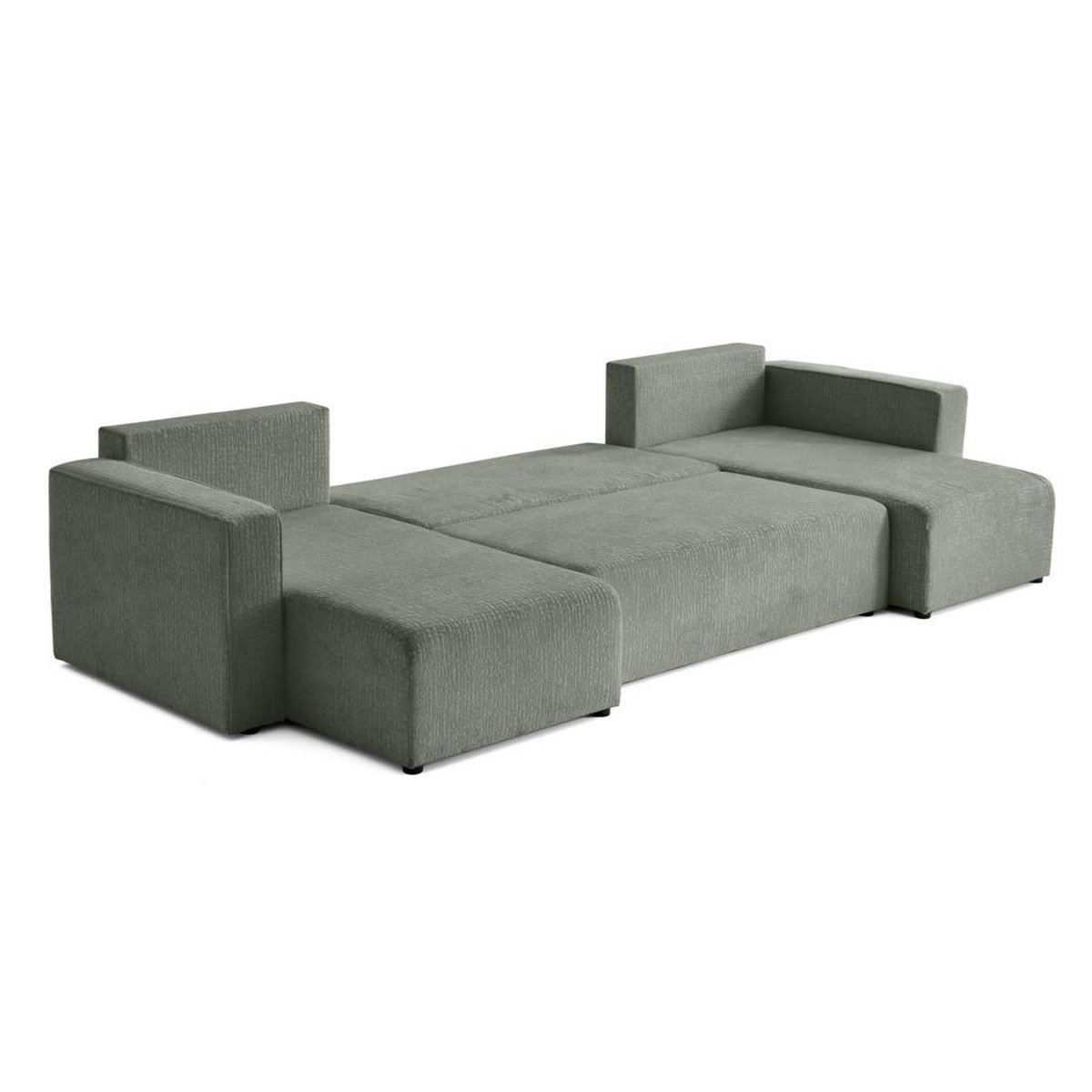 BEST MOBILIER Topaze - canapé panoramique en u - 7 places - convertible avec coffre - en tissu velours relief