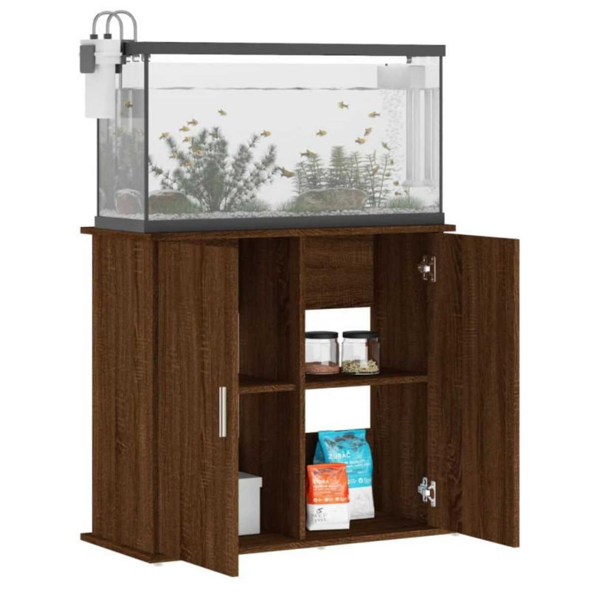 VIDAXL Support pour aquarium chêne marron 81x36x73cm bois d ingénierie