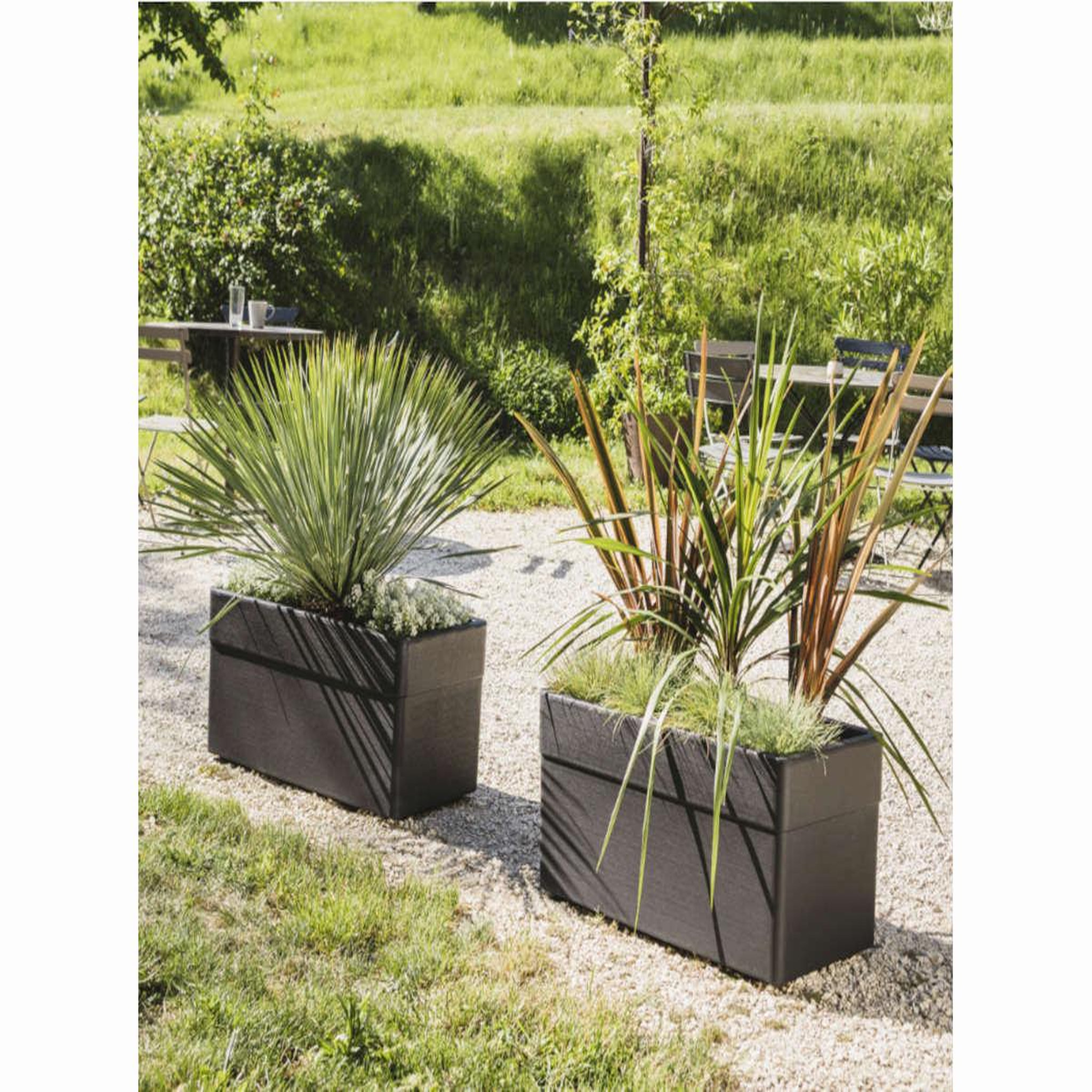 Voir la diapositive 2 : Eda Jardinière rectangulaire carel gris anthracite 78 x 39 x 39 cm - 63 l - eda