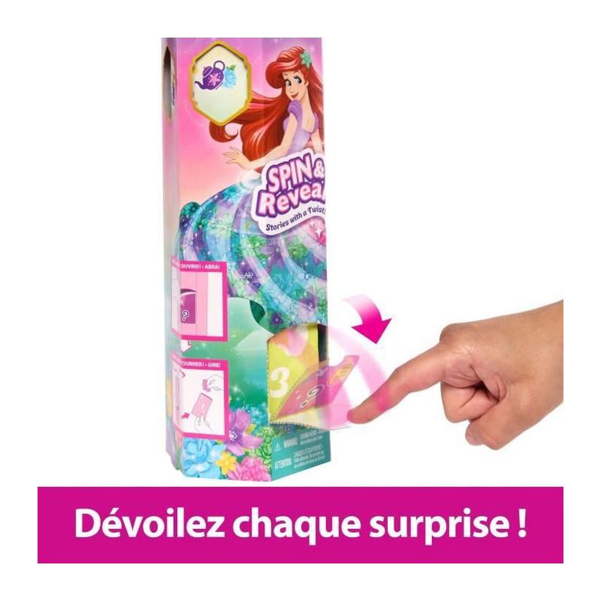 Voir la diapositive 4 : DISNEY PRINCESS Mattel-Princesses Disney Spin & Reveal-Poupée Ariel avec 11 surprises HTV88