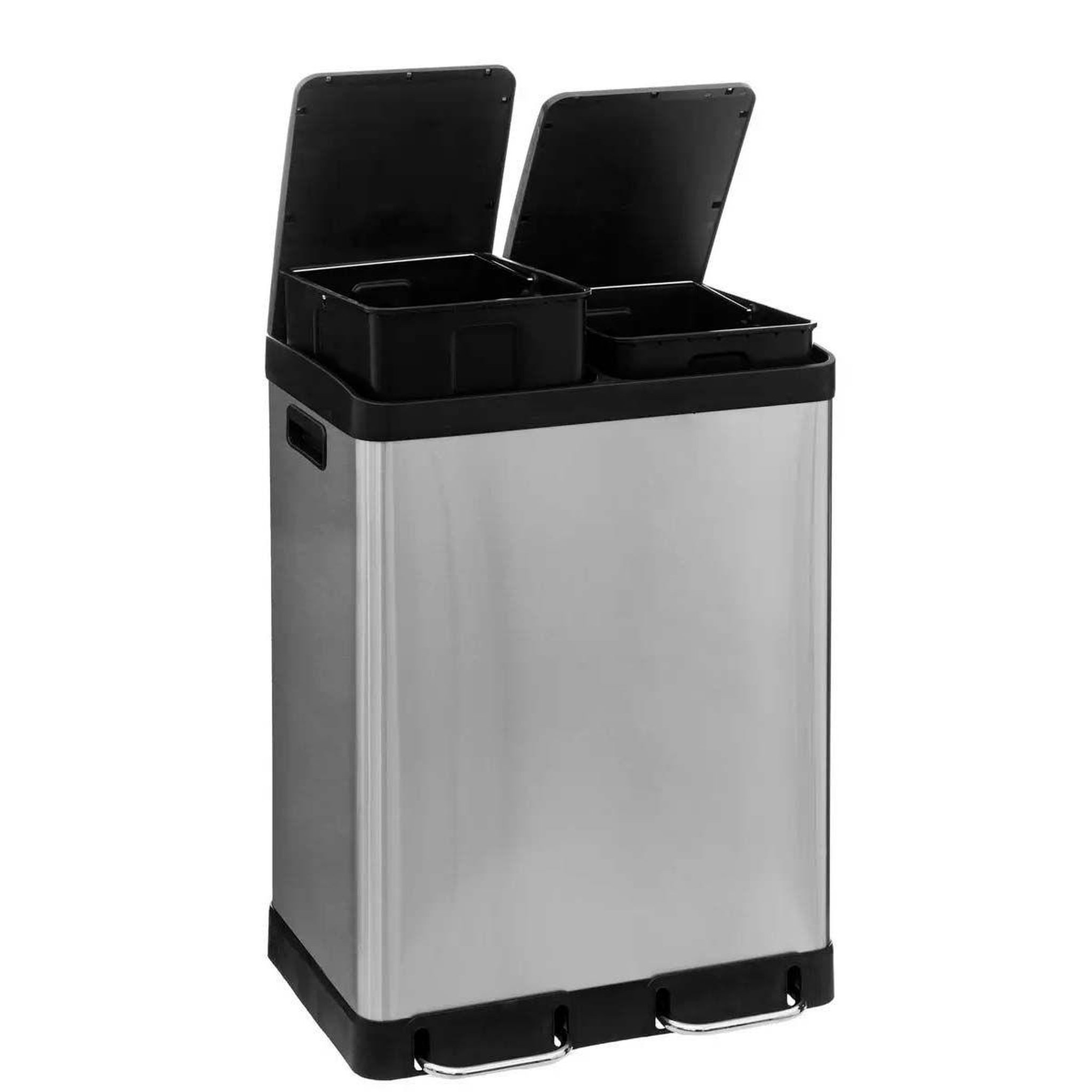 Voir la diapositive 3 : FIVE Poubelle de tri 2 bacs en inox  ariane  30l argent