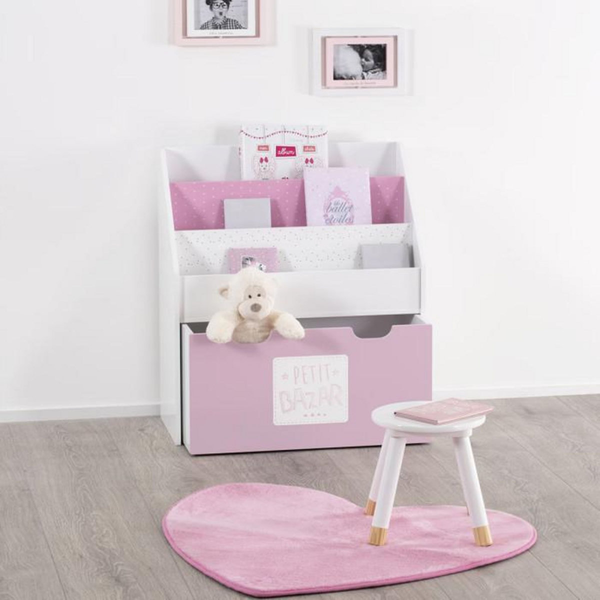 Atmosphera Kids Bibliothèque Enfant  Girl  70cm Rose