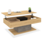 Voir la diapositive 1 : ID MARKET Table basse plateau relevable rectangulaire EDEN bois et effet béton