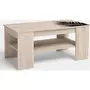 HOMIFAB Table basse effet bois et motif feuille 100 cm - Newark
