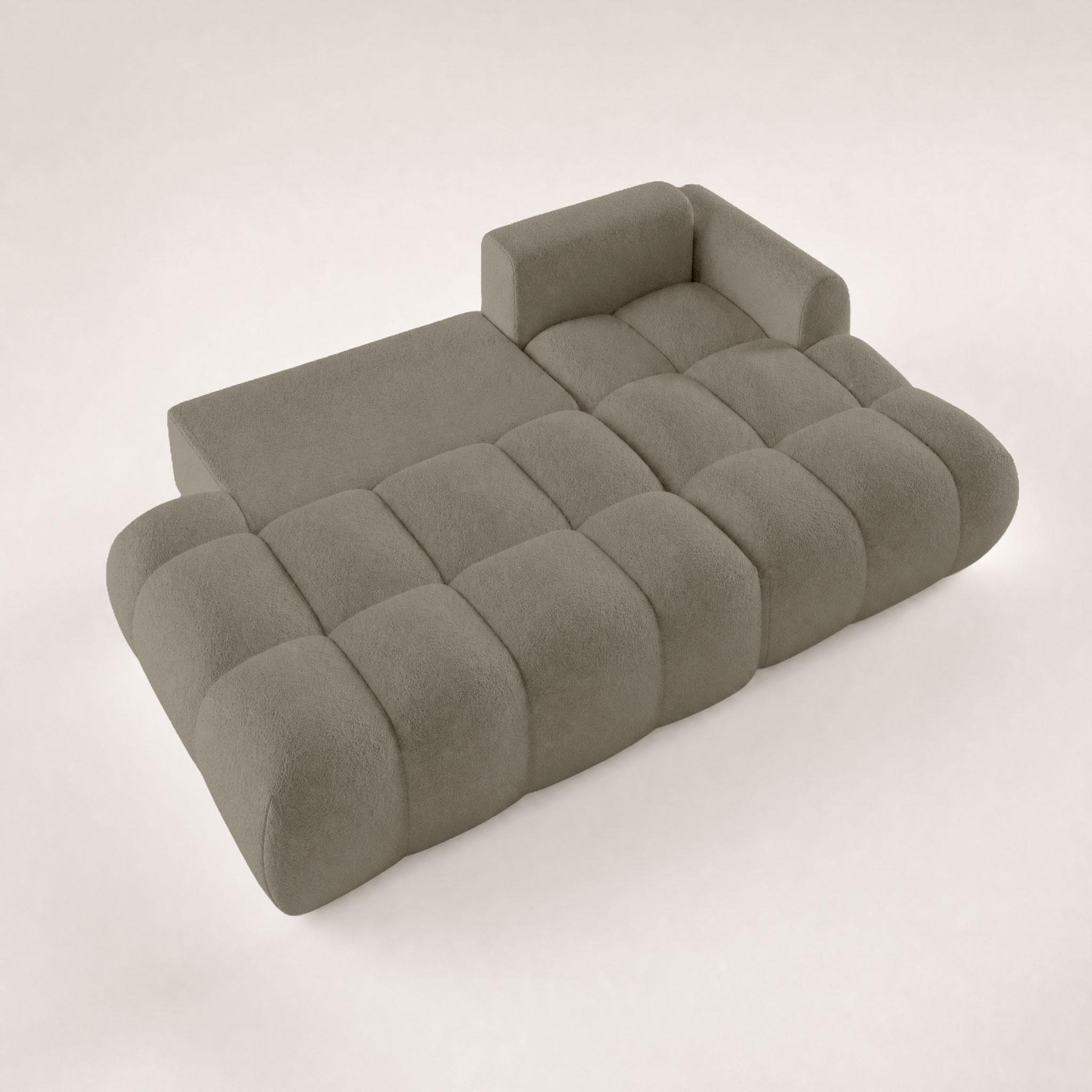 Voir la diapositive 4 : BEST MOBILIER Yulin - canapé d'angle ouvert droit 4 places convertible avec coffre en tissu bouclette