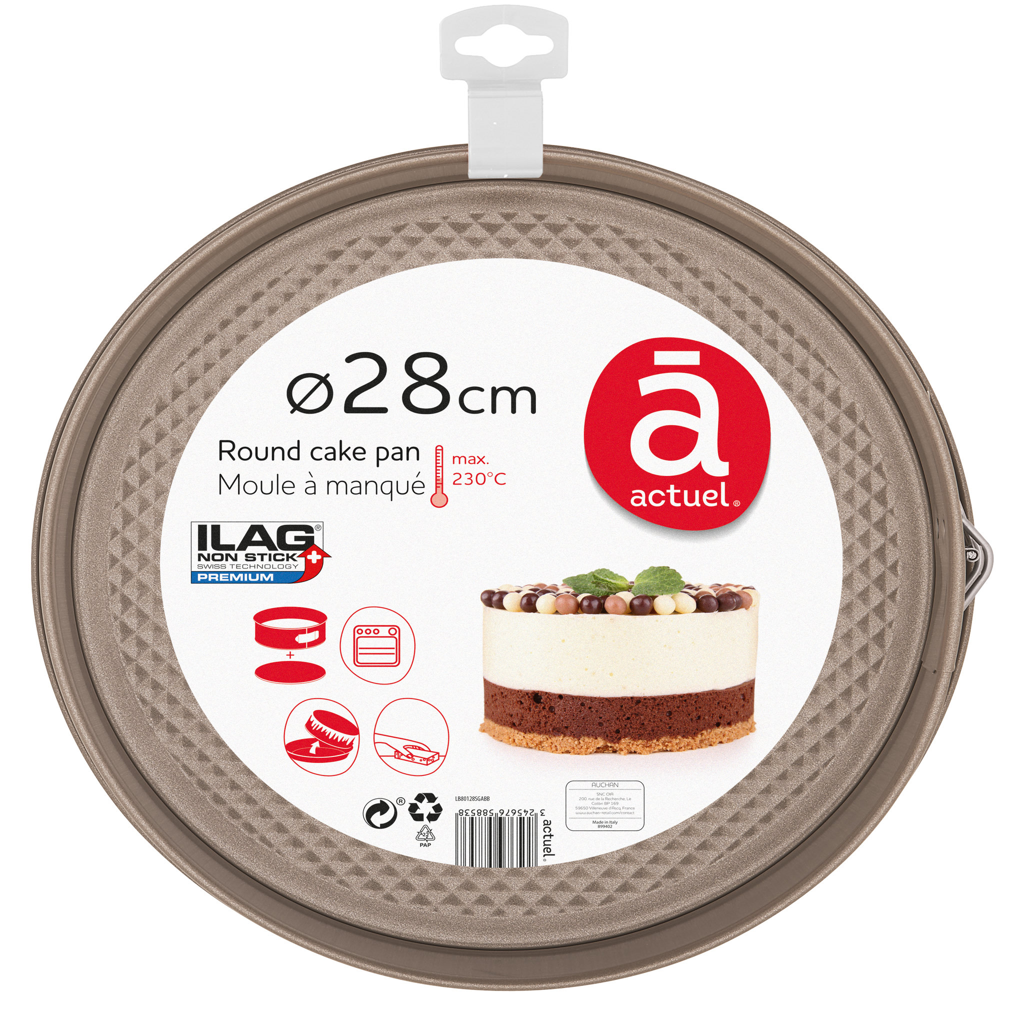 Voir la diapositive 2 : ACTUEL Moule à manqué rond 28 cm avec charnières 