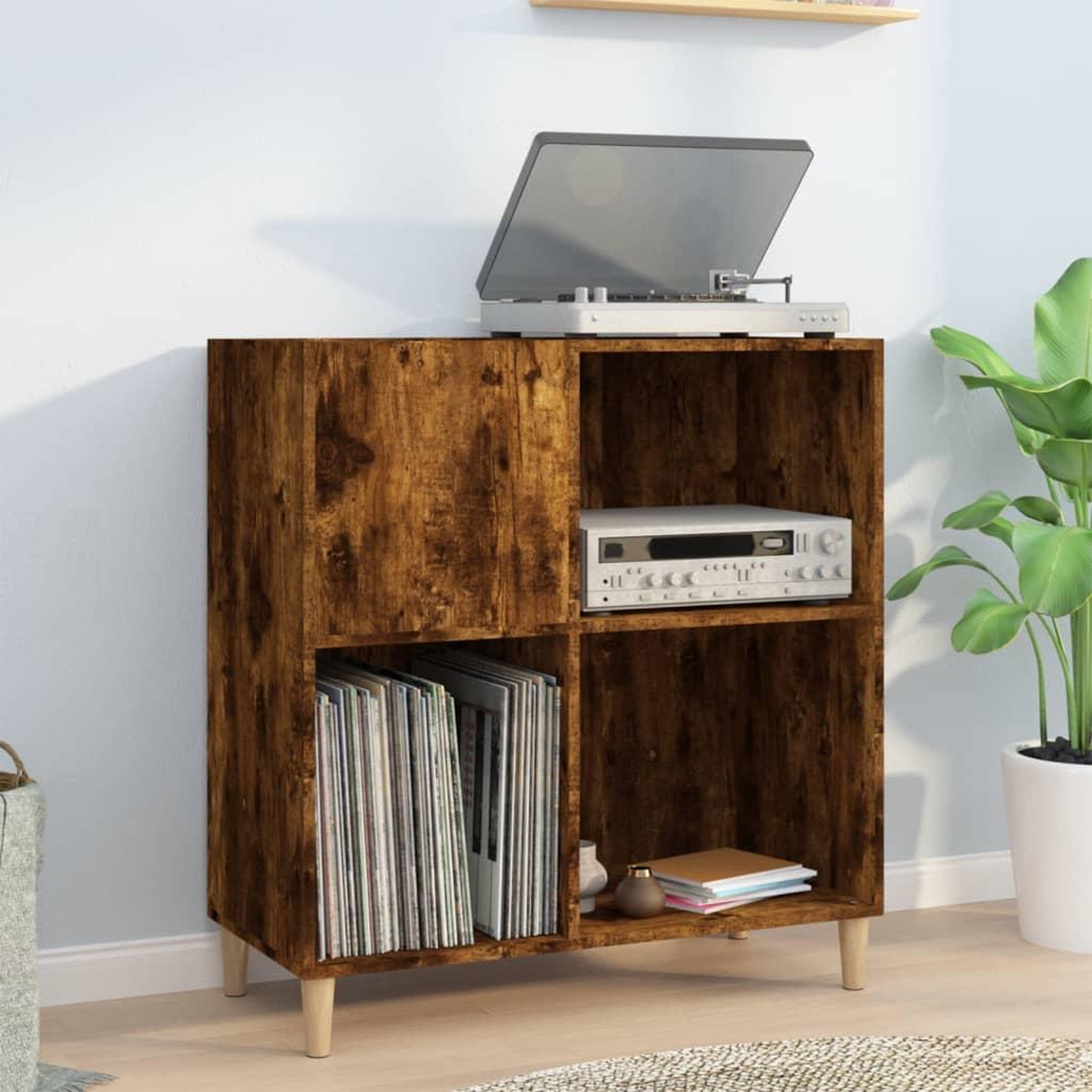 VIDAXL Armoire a disques chene fume 84,5x38x89 cm bois d'ingenierie