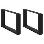 VIDAXL Pieds de table basse forme de U 2 pcs noir 70x(30-31) cm acier